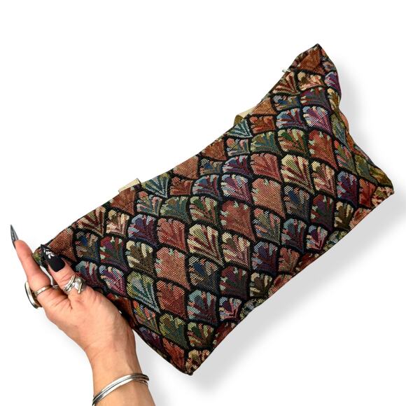 1960's handmade peacock rainbow tapestry carpet bag - Picture 11 of 15